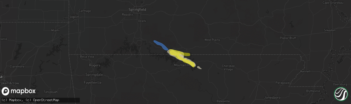 Hail map in Pontiac, MO on October 23, 2021