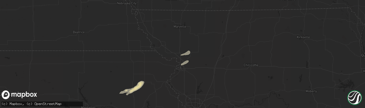 Hail map in Savannah, MO on October 23, 2021