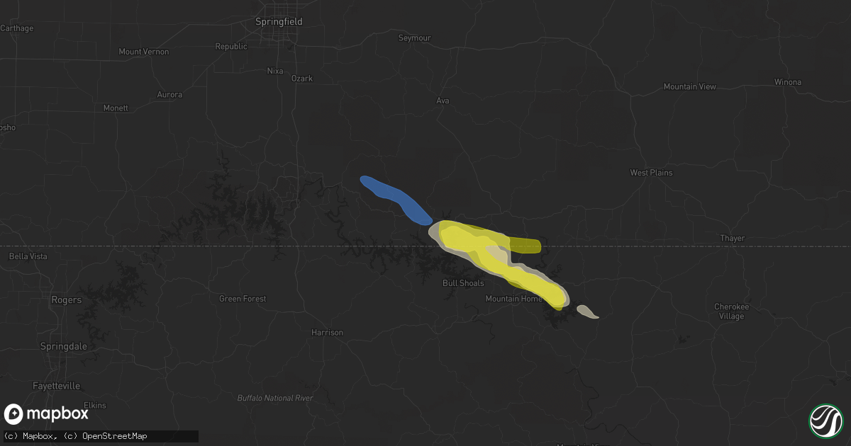 Hail map in Theodosia, MO on October 23, 2021
