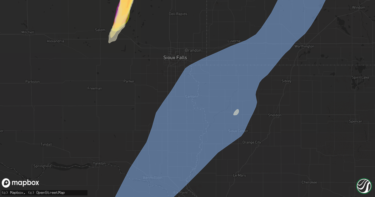 Hail map in Canton, SD on October 23, 2022