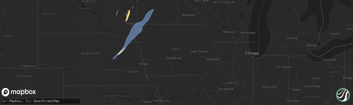Hail map in Iowa on October 23, 2022