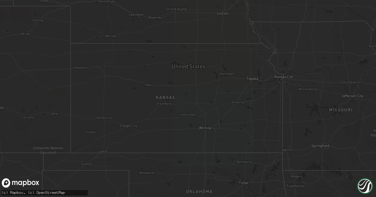 Hail map in Kansas on October 23, 2022