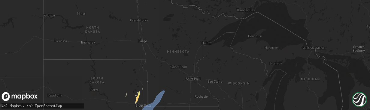 Hail map in Minnesota on October 23, 2022