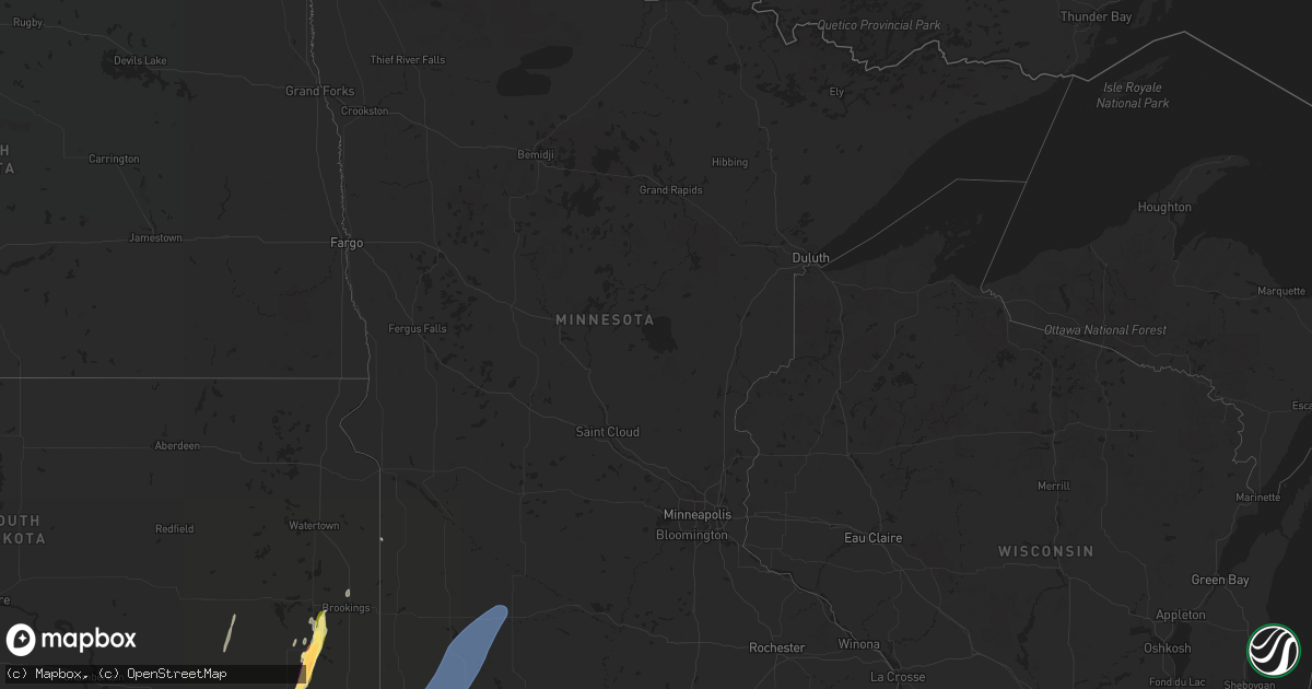 Hail map in Minnesota on October 23, 2022