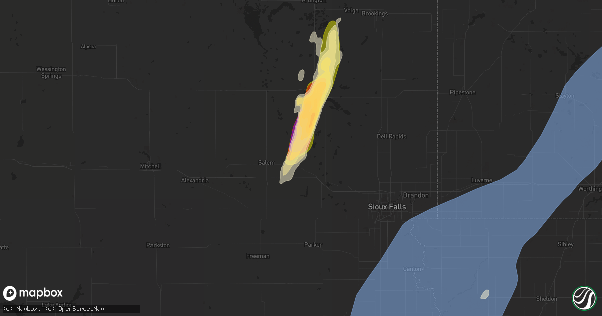 Hail map in Montrose, SD on October 23, 2022