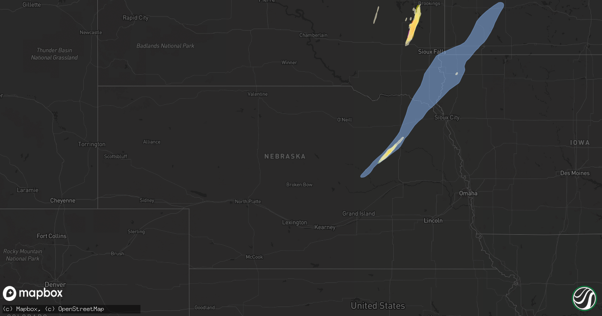 Hail map in Nebraska on October 23, 2022