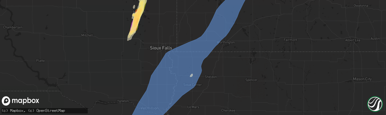 Hail map in Rock Rapids, IA on October 23, 2022