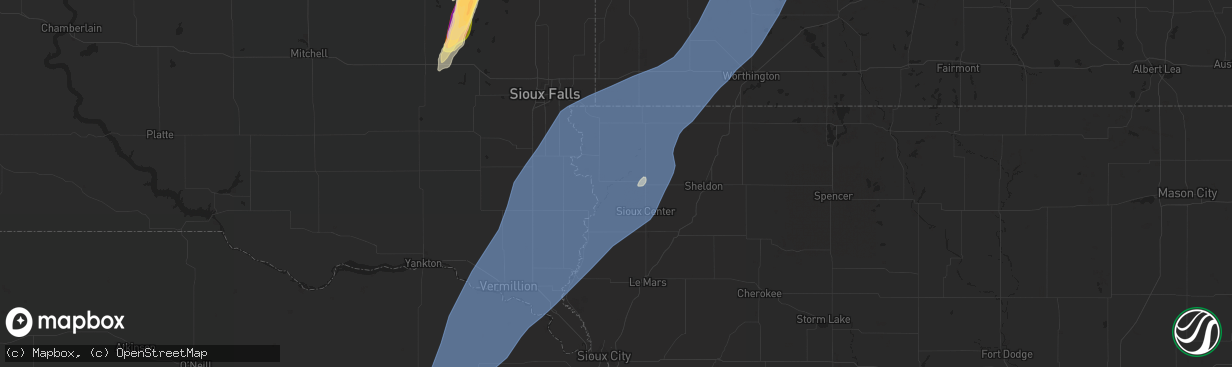 Hail map in Rock Valley, IA on October 23, 2022