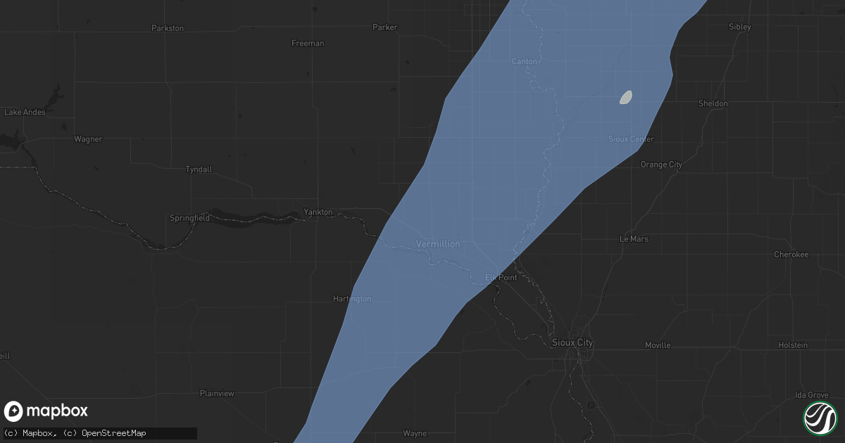 Hail map in Vermillion, SD on October 23, 2022