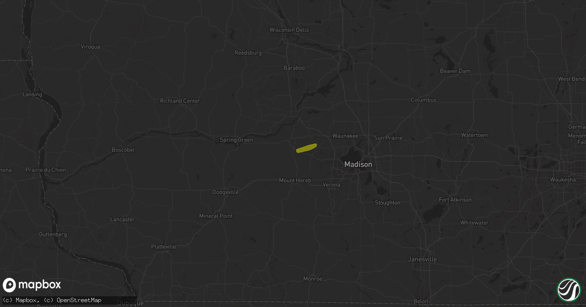 Hail map in Black Earth, WI on October 23, 2023