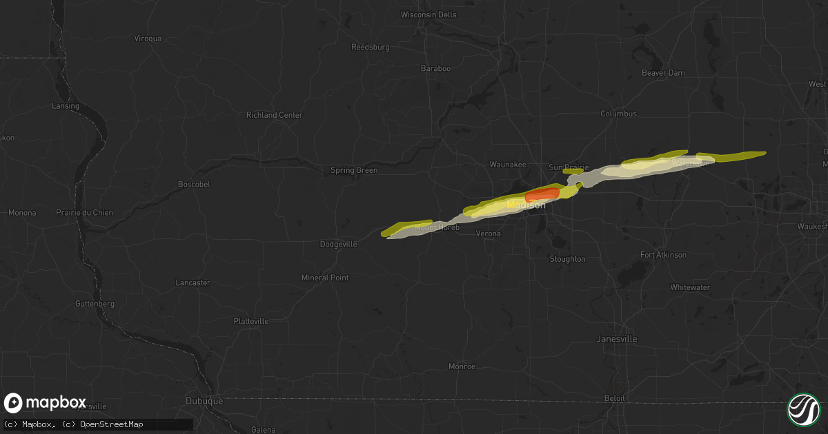 Hail map in Blue Mounds, WI on October 23, 2023