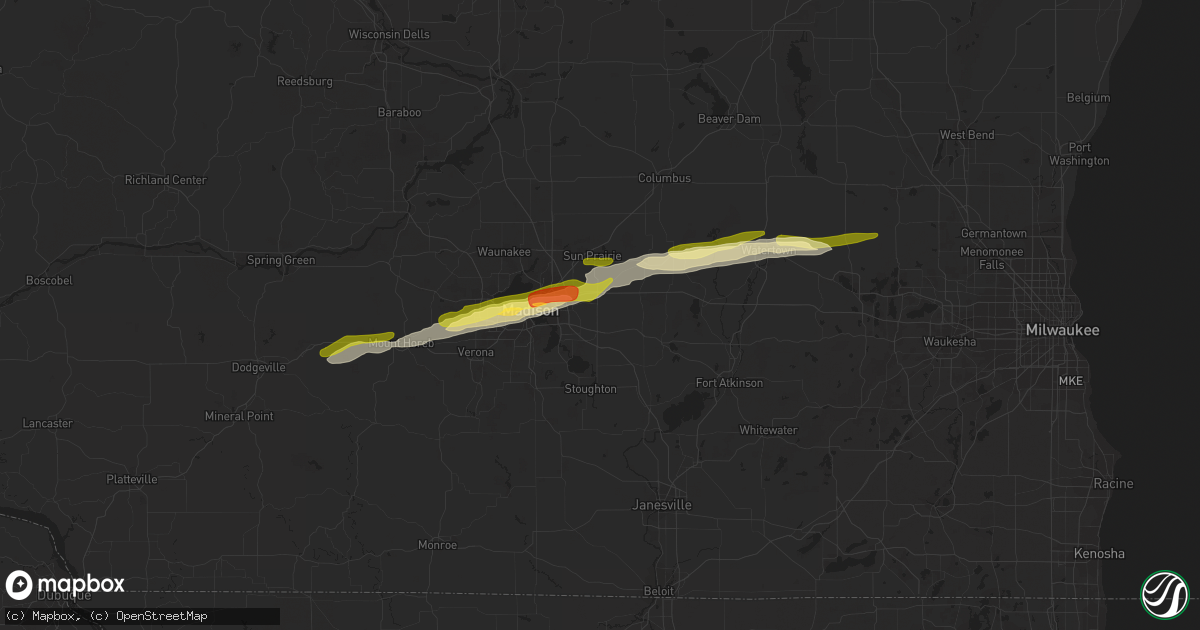 Hail map in Cottage Grove, WI on October 23, 2023