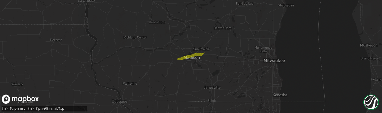 Hail map in Cross Plains, WI on October 23, 2023