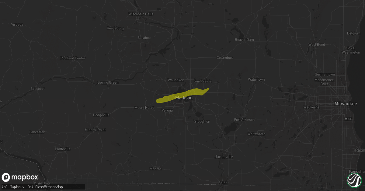 Hail map in Cross Plains, WI on October 23, 2023