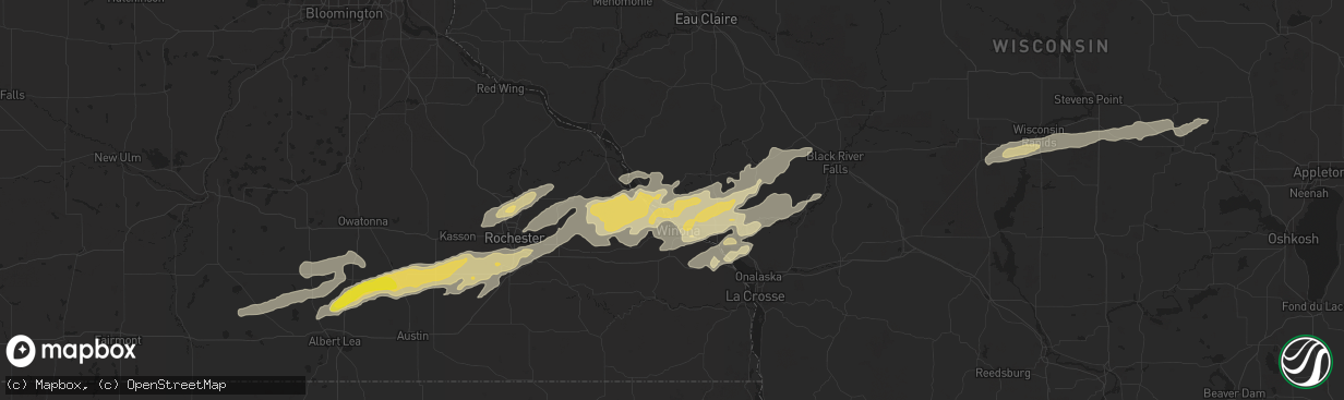 Hail map in Fountain City, WI on October 23, 2023