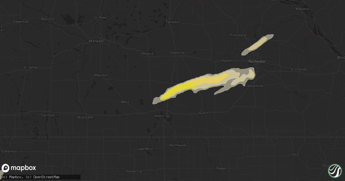 Hail map in Geneva, MN on October 23, 2023