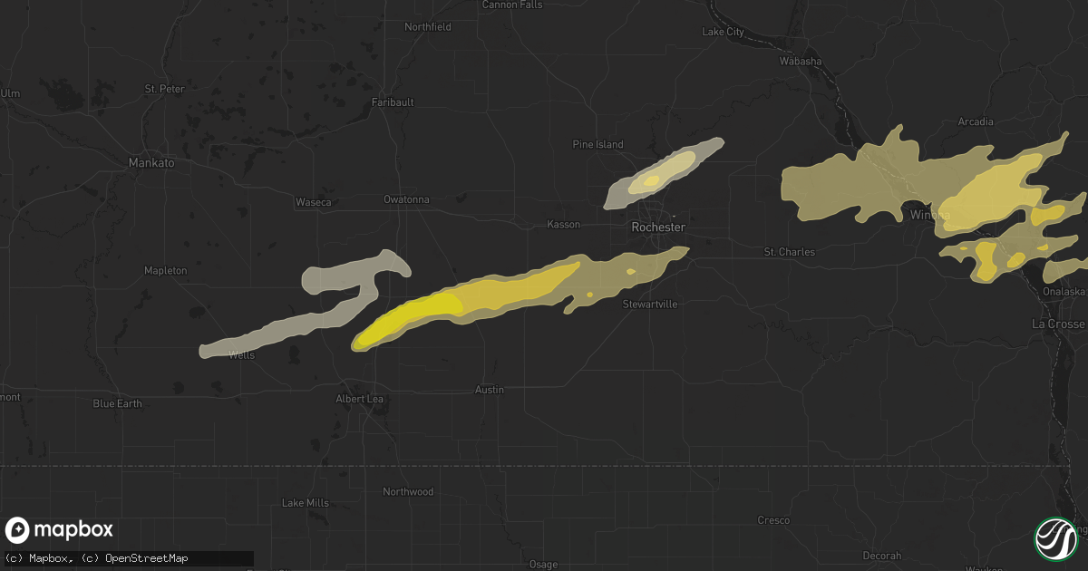 Hail map in Hayfield, MN on October 23, 2023