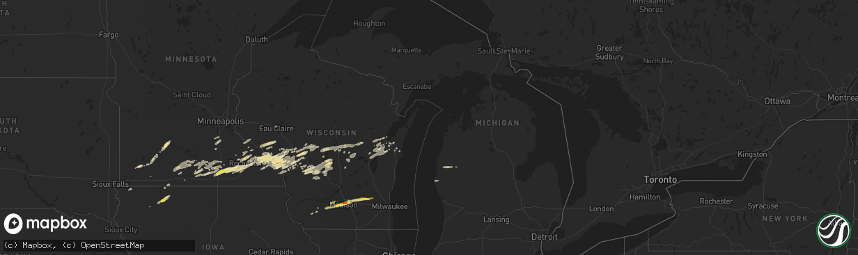 Hail map in Michigan on October 23, 2023
