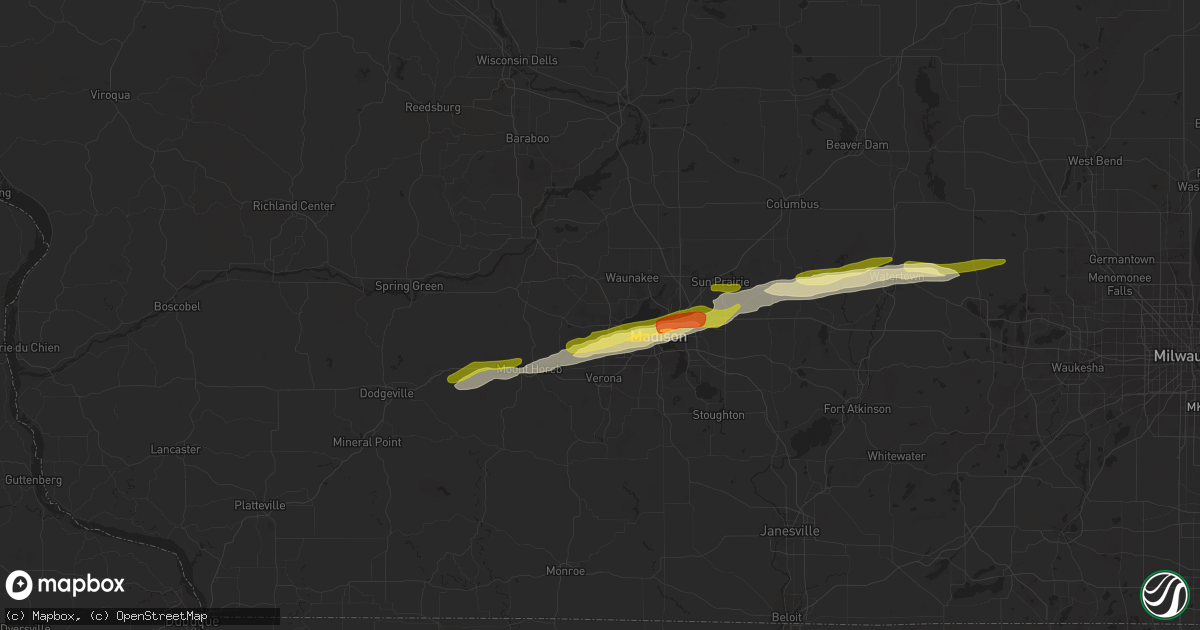 Hail map in Middleton, WI on October 23, 2023