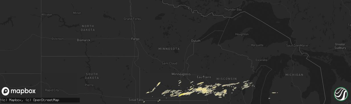 Hail map in Minnesota on October 23, 2023
