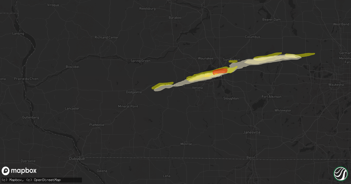Hail map in Mount Horeb, WI on October 23, 2023