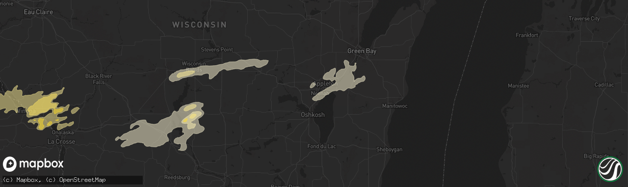 Hail map in Neenah, WI on October 23, 2023