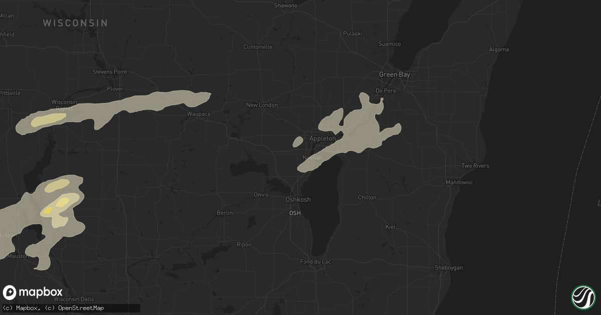 Hail map in Neenah, WI on October 23, 2023