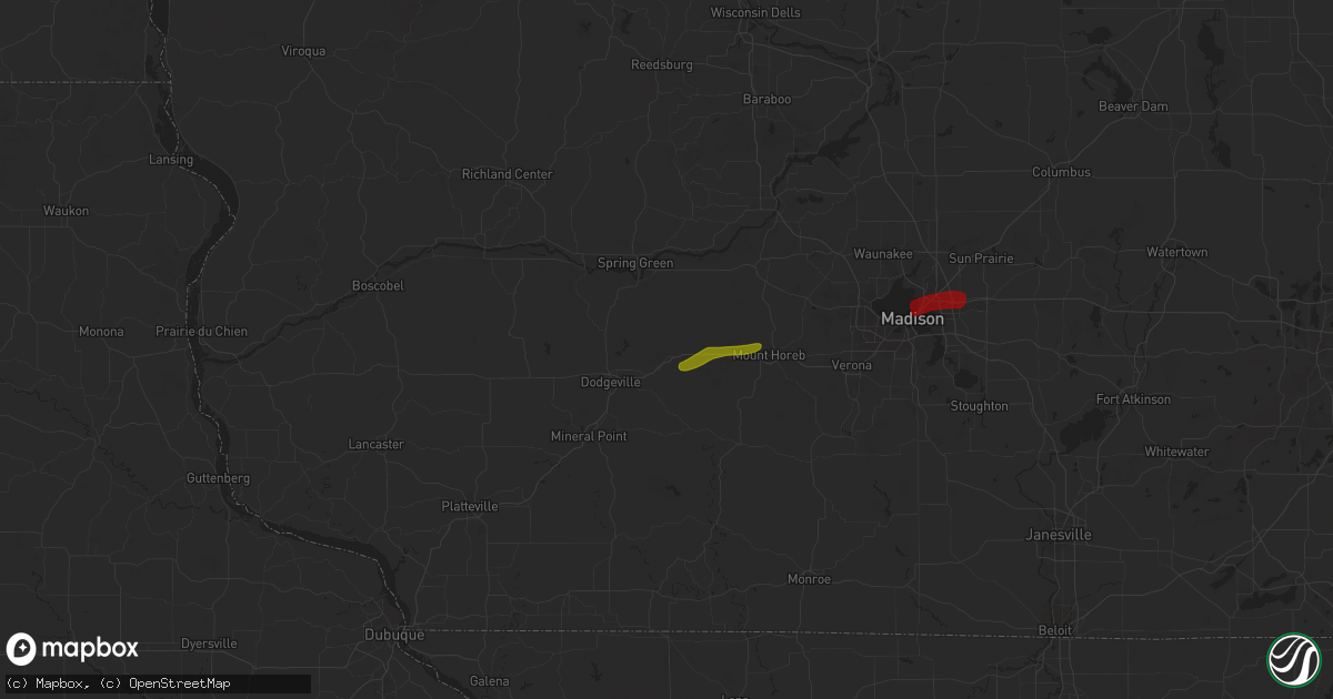 Hail map in Ridgeway, WI on October 23, 2023
