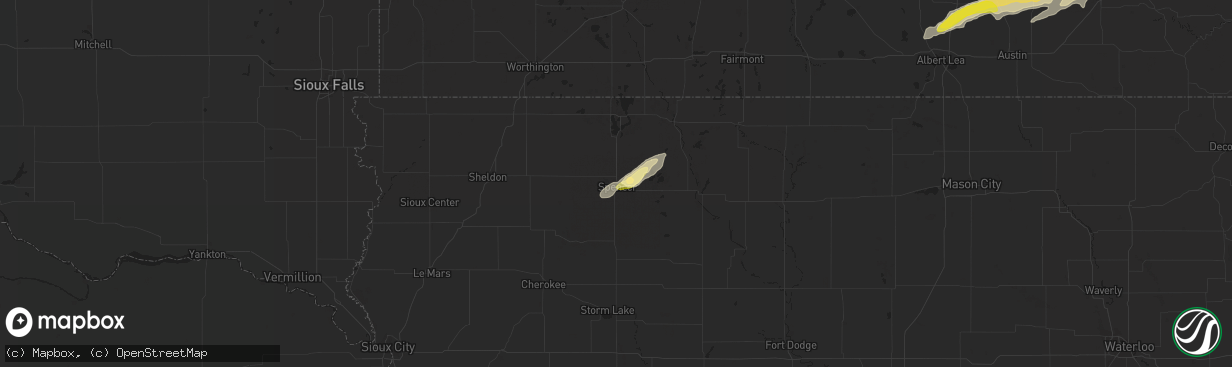 Hail map in Spencer, IA on October 23, 2023
