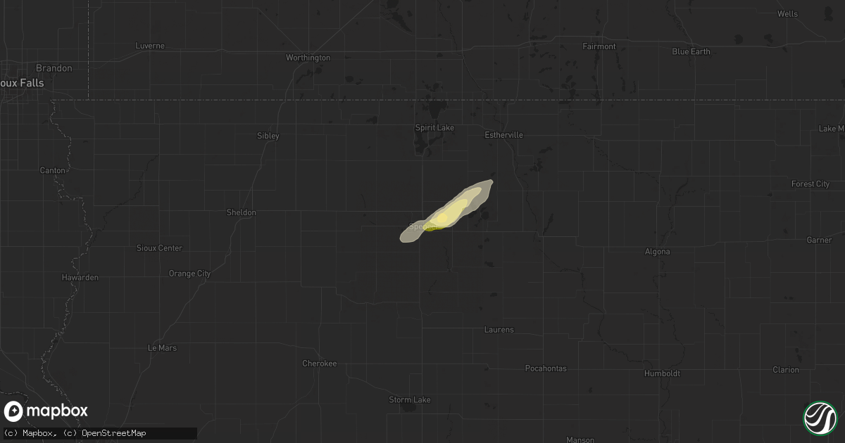 Hail map in Spencer, IA on October 23, 2023