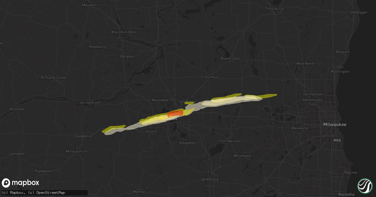 Hail map in Sun Prairie, WI on October 23, 2023