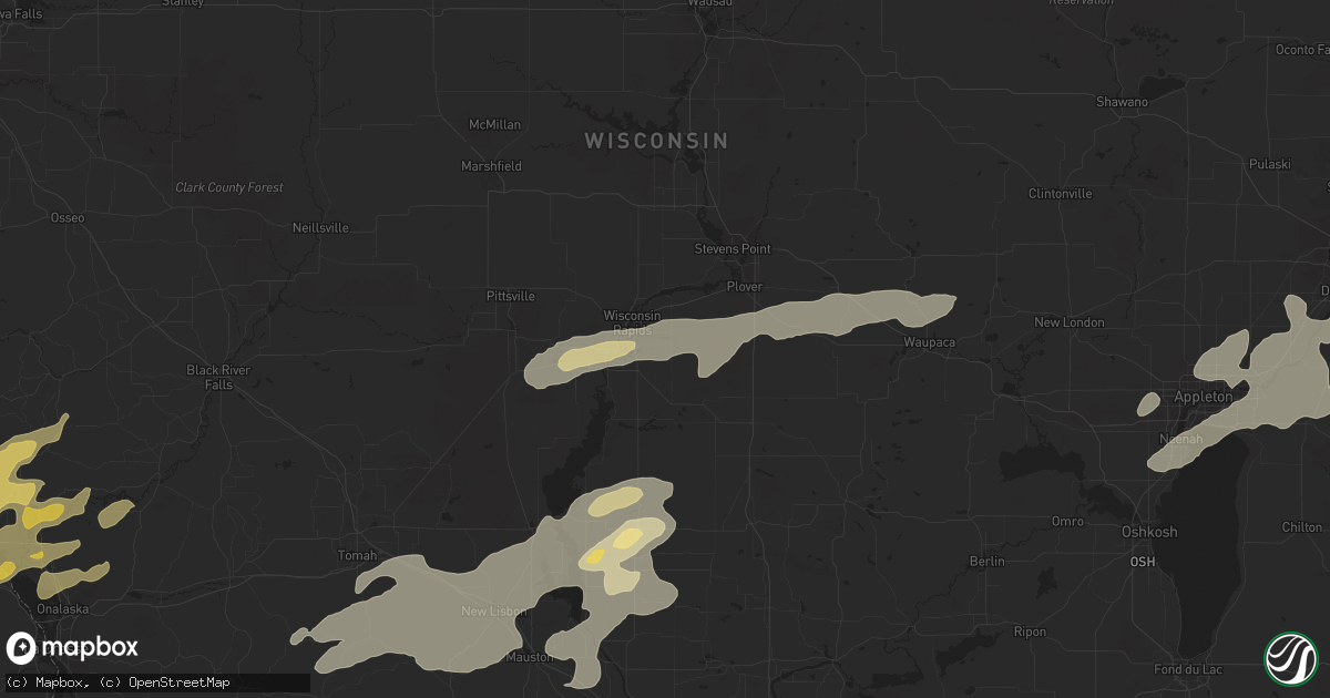 Hail map in Wisconsin Rapids, WI on October 23, 2023