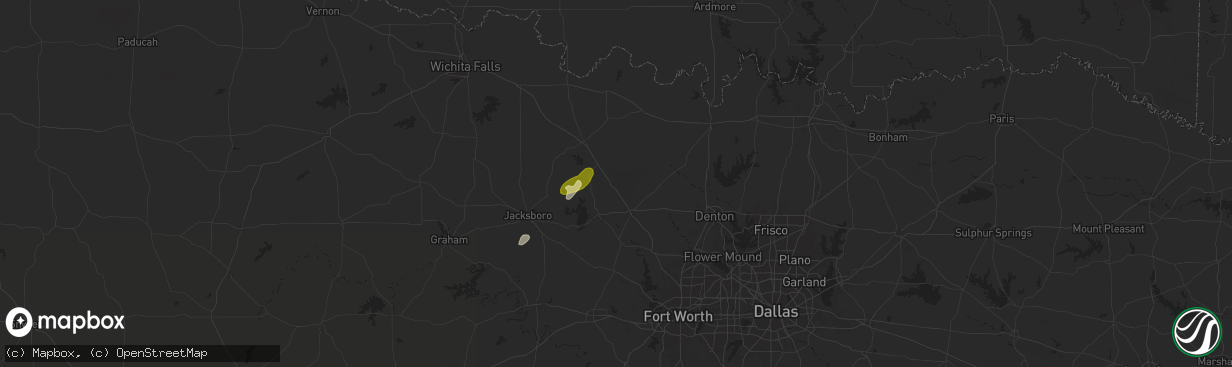 Hail map in Alvord, TX on October 23, 2025