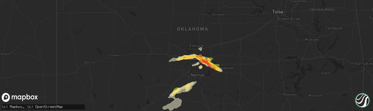 Hail map in Bethany, OK on October 23, 2025