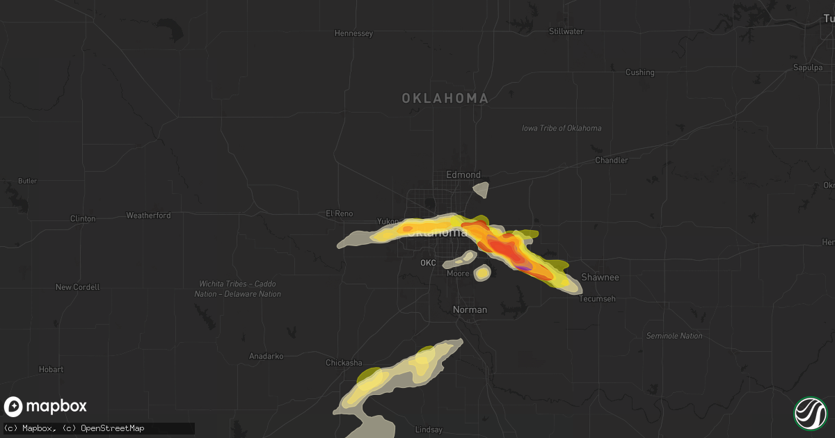 Hail map in Bethany, OK on October 23, 2025