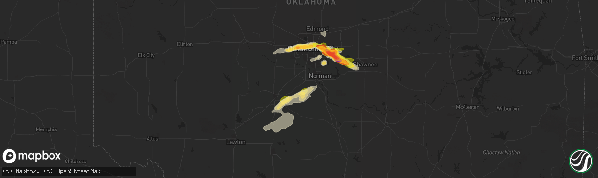 Hail map in Blanchard, OK on October 23, 2025