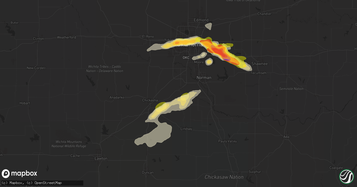 Hail map in Blanchard, OK on October 23, 2025