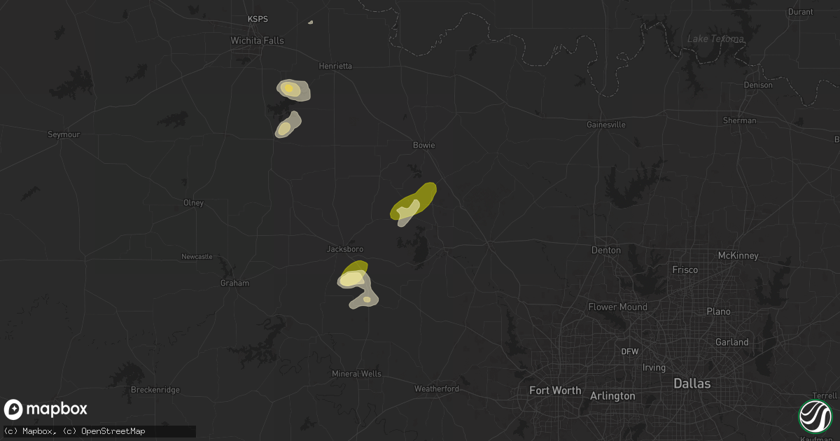 Hail map in Chico, TX on October 23, 2025