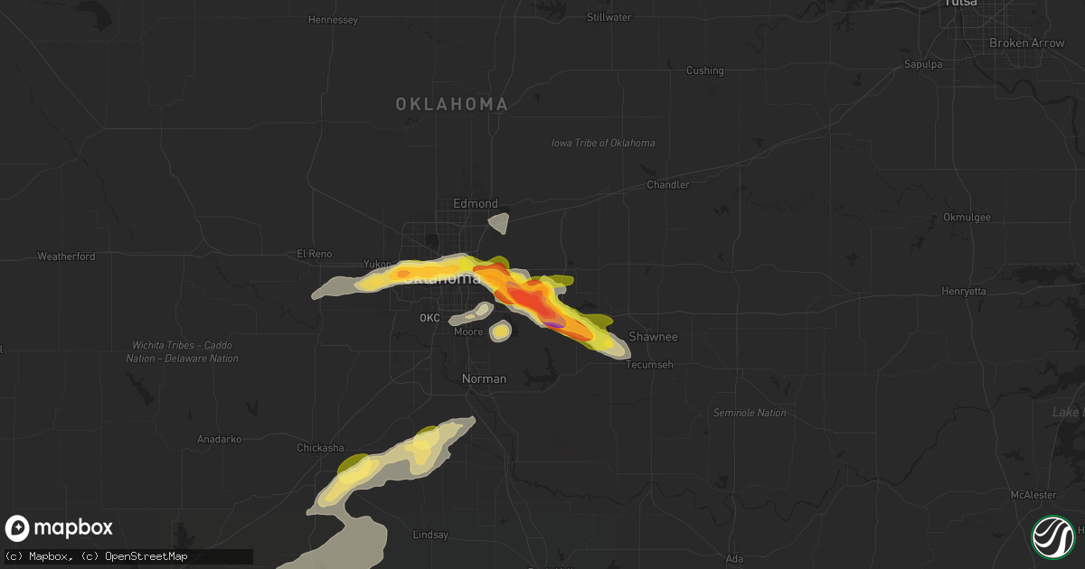 Hail map in Choctaw, OK on October 23, 2025