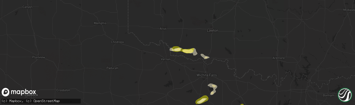 Hail map in Davidson, OK on October 23, 2025