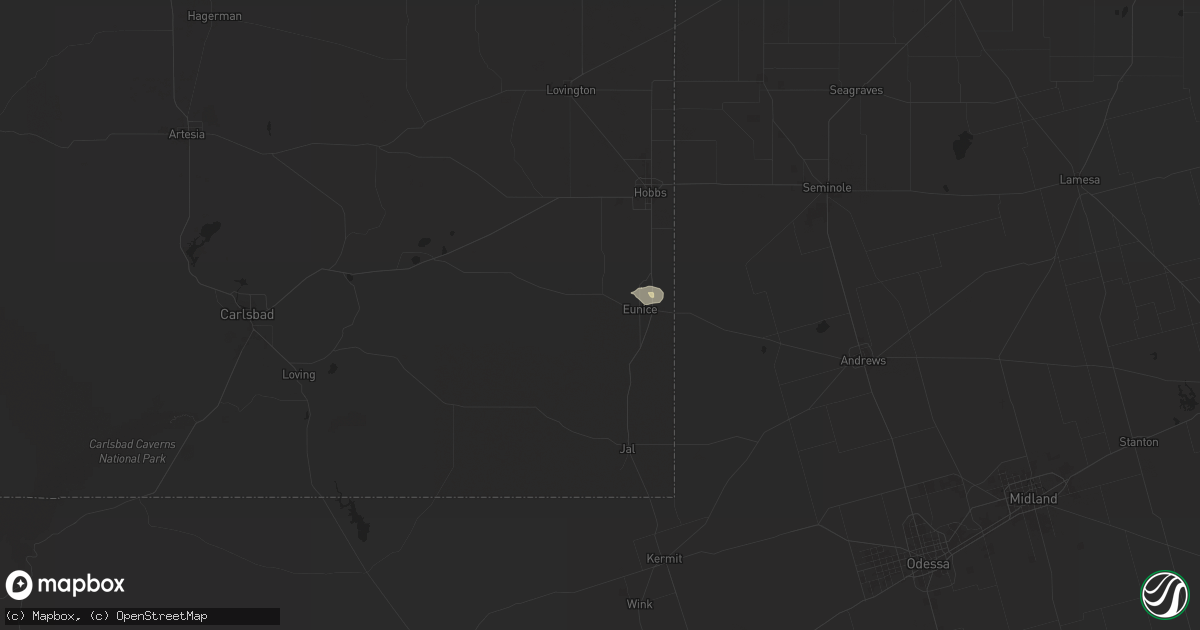 Hail map in Eunice, NM on October 23, 2025
