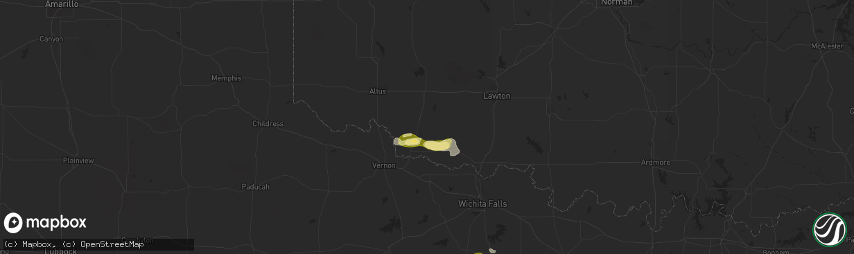 Hail map in Frederick, OK on October 23, 2025