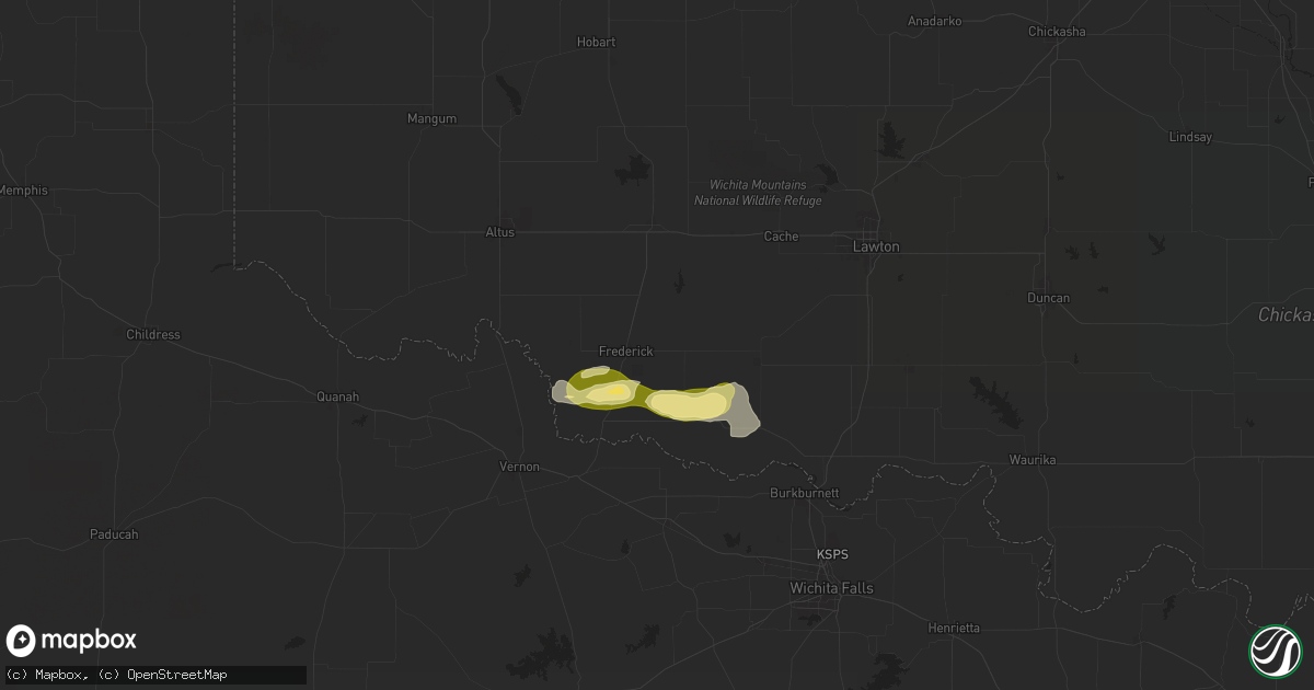 Hail map in Frederick, OK on October 23, 2025