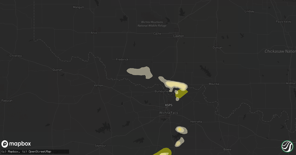 Hail map in Grandfield, OK on October 23, 2025