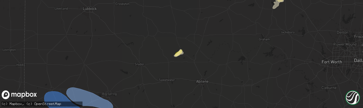 Hail map in Hamlin, TX on October 23, 2025