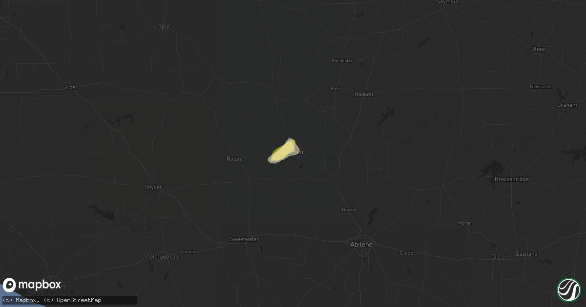 Hail map in Hamlin, TX on October 23, 2025