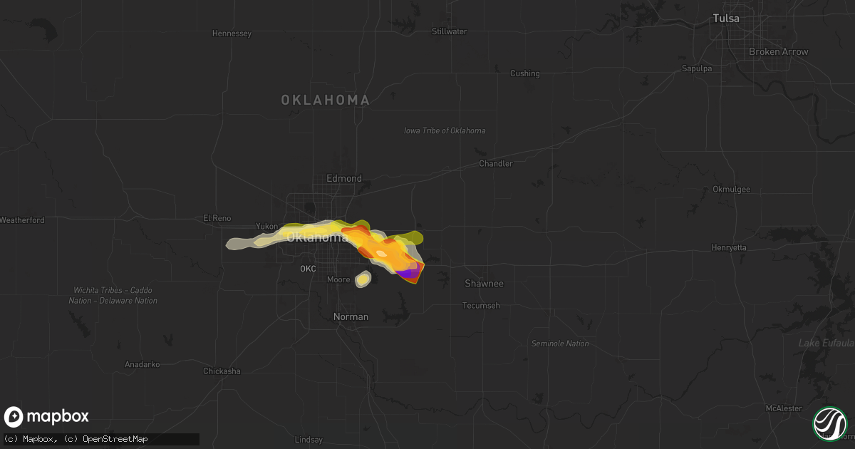 Hail map in Harrah, OK on October 23, 2025