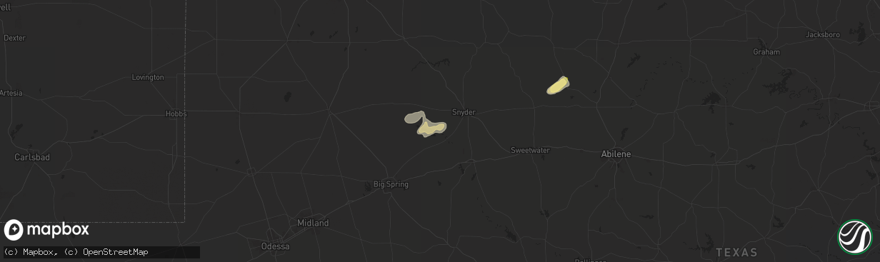 Hail map in Ira, TX on October 23, 2025