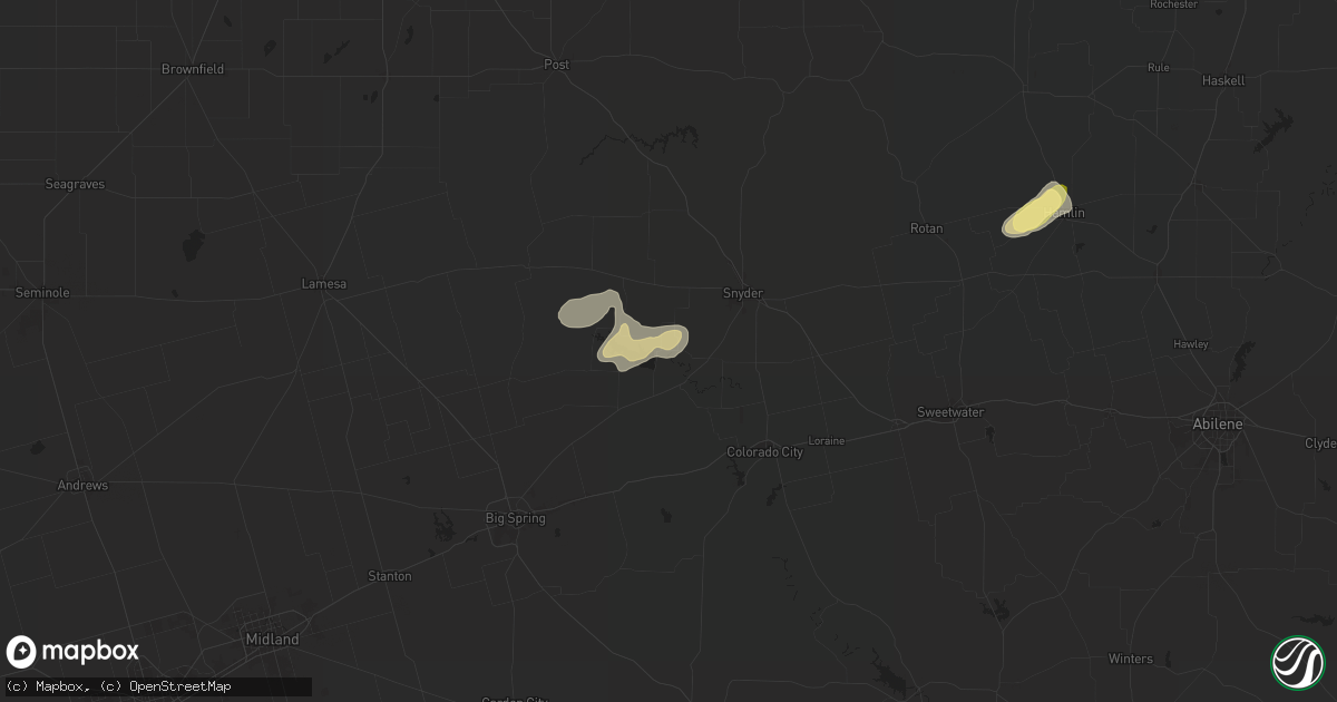 Hail map in Ira, TX on October 23, 2025
