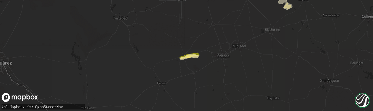 Hail map in Kermit, TX on October 23, 2025